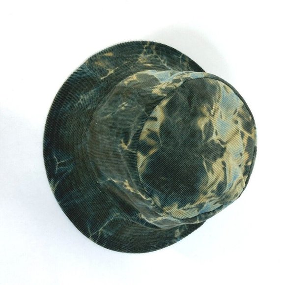 CELINE Corduroy tie-dye logo hat Bucket hat cotton Green - Picture 4 of 8